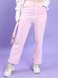 Tokyo Talkies Women Lotus Pink Regular Fit Solid Casual Trouser - Pink - Image 1