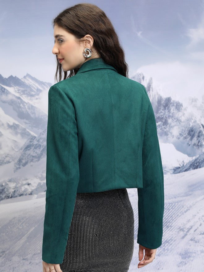 Tokyo Talkies Women Teal Blazer - Teal - Image 3