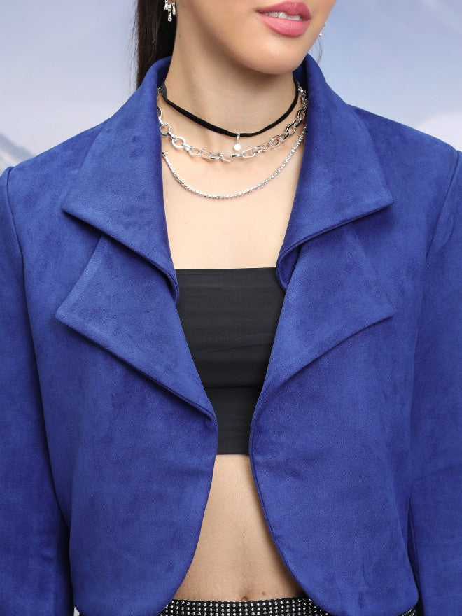 Tokyo Talkies Women Blue Blazer - Blue - Image 5