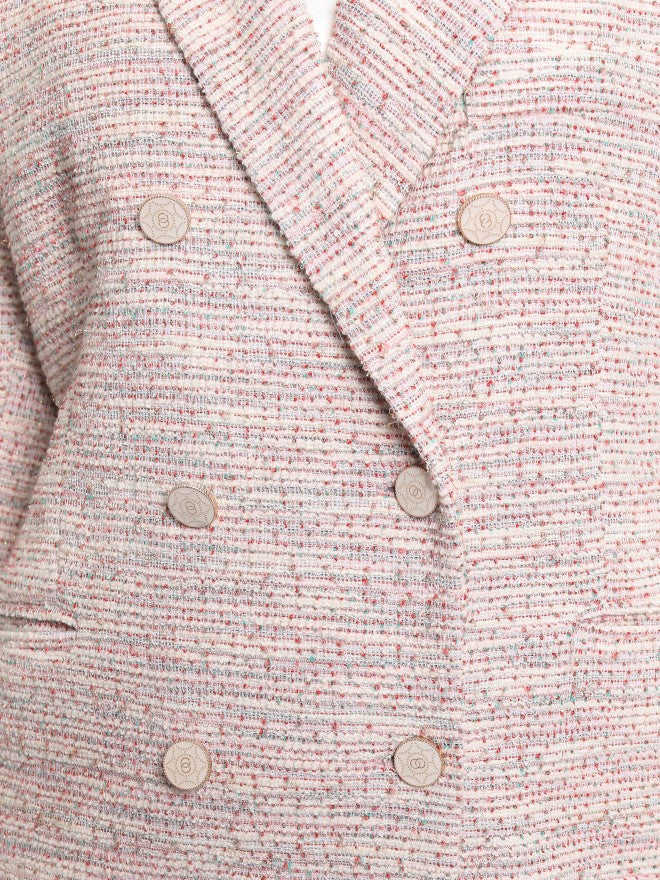 Tokyo Talkies Women Pink Double-Breasted Blazer - Pink - Image 7