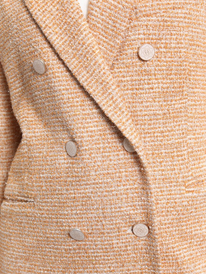 Tokyo Talkies Women Orange Double-Breasted Blazer - Orange - Image 7