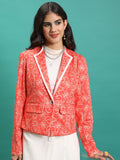 Tokyo Talkies Women Orange Single-Breasted Blazer - Orange - Image 1