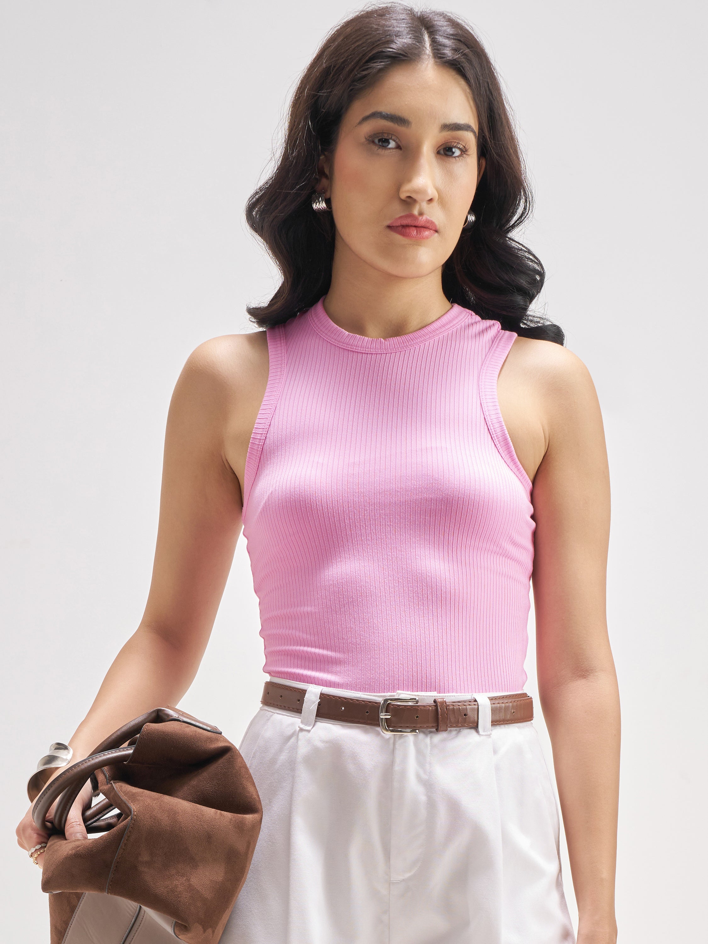 Street By Tokyo Talkies Women Pink Solid Fitted Bodysuit - Pink - Image 1