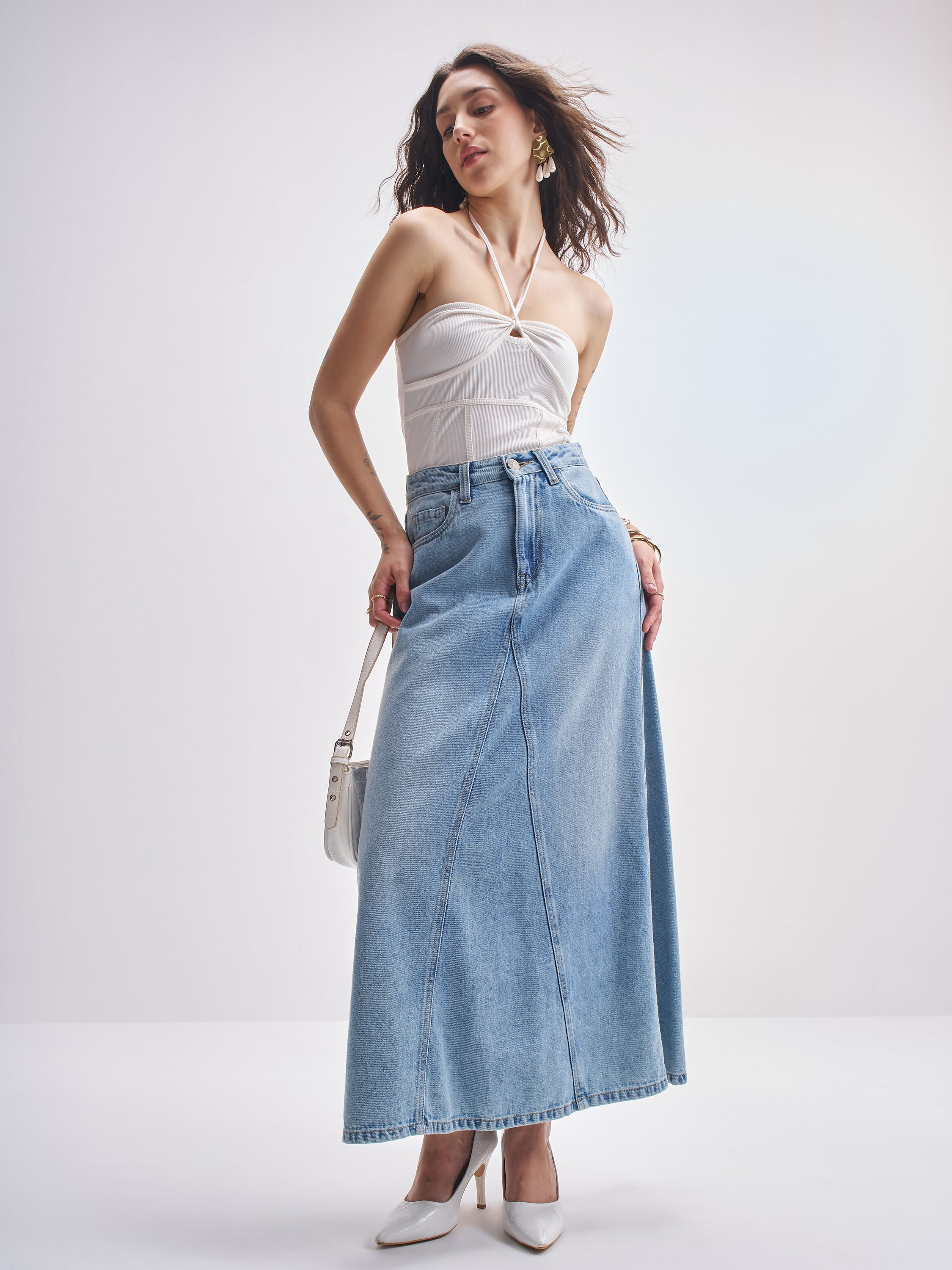 Tokyo Talkies Women Off White Solid Regular Fit Bodysuit - Off White - Image 2