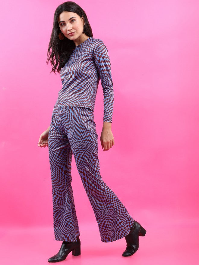 Tokyo Talkies Women Blue Knited Top With Trouser - Blue - Image 2