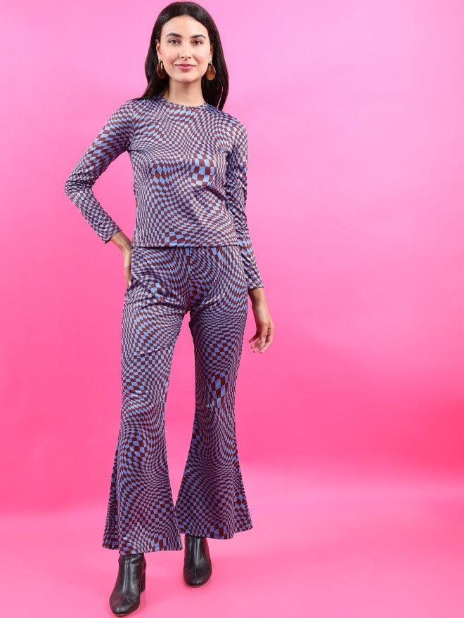 Tokyo Talkies Women Blue Knited Top With Trouser - Blue - Image 5