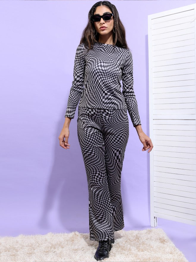 Tokyo Talkies Women Black Crop Top With Trouser - Black - Image 1