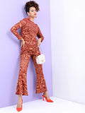 Tokyo Talkies Women Orange Crop Top With Trouser - Orange - Image 1