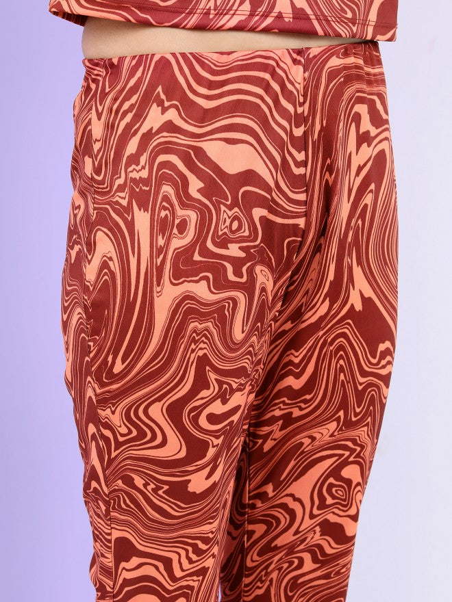 Tokyo Talkies Women Orange Crop Top With Trouser - Orange - Image 7