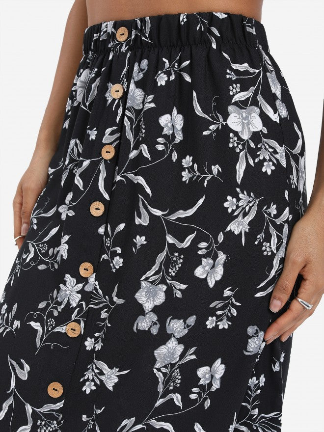 Tokyo Talkies Women Black Printed Top With Skirt Co-Ords - Black - Image 7