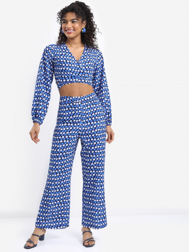 Tokyo Talkies Women Navy Top With Trouser Co-Ords - Navy Blue - Image 2