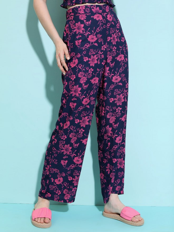 Tokyo Talkies Women Navy Top With Trouser Co-Ords - Navy Blue - Image 6