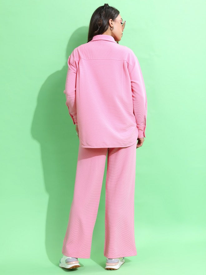 Tokyo Talkies Women Pink Shirt With Trouser - Pink - Image 3