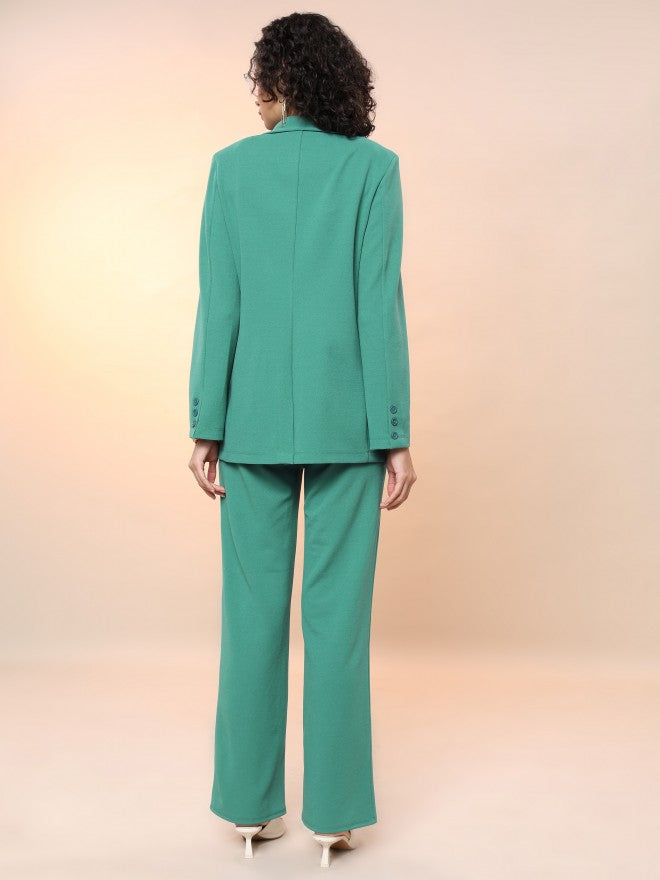 Tokyo Talkies Women Green Blazer With Trouser - Green - Image 3