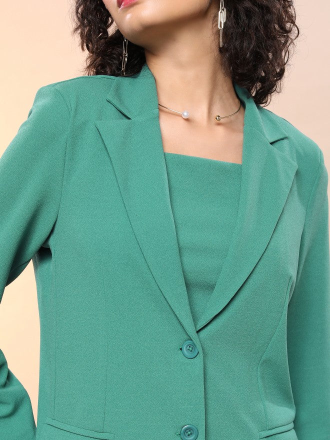 Tokyo Talkies Women Green Blazer With Trouser - Green - Image 5