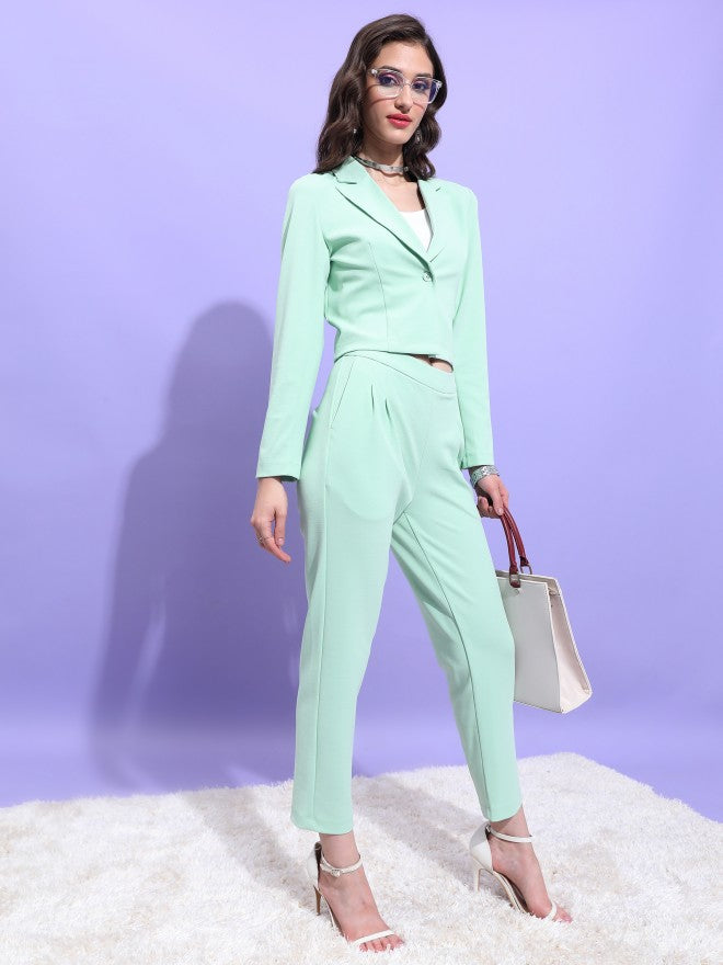 Tokyo Talkies Women Green Blazer With Trouser - Green - Image 1