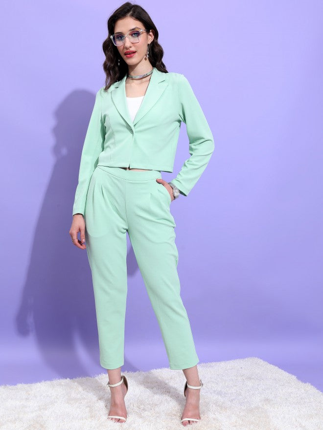 Tokyo Talkies Women Green Blazer With Trouser - Green - Image 4