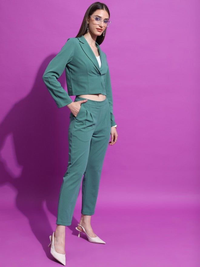 Tokyo Talkies Women Green Blazer With Trouser - Green - Image 2