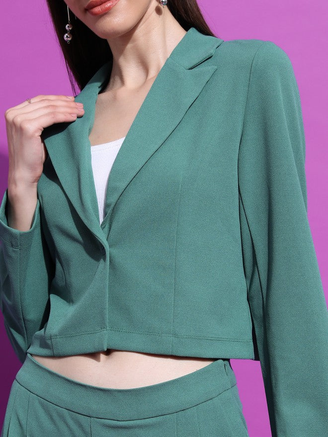 Tokyo Talkies Women Green Blazer With Trouser - Green - Image 5