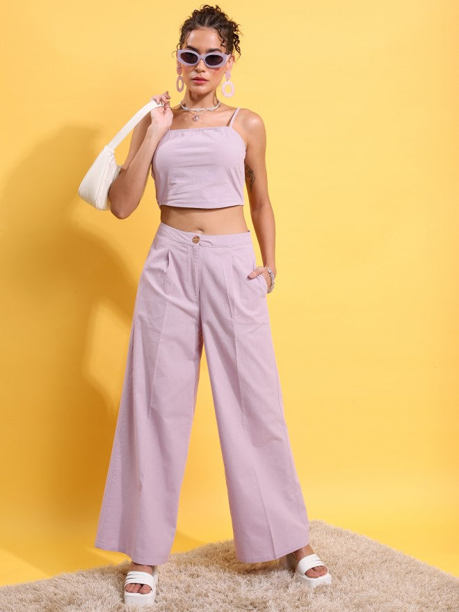 Tokyo Talkies Women Lavender Top With Trouser - Lavender - Image 2