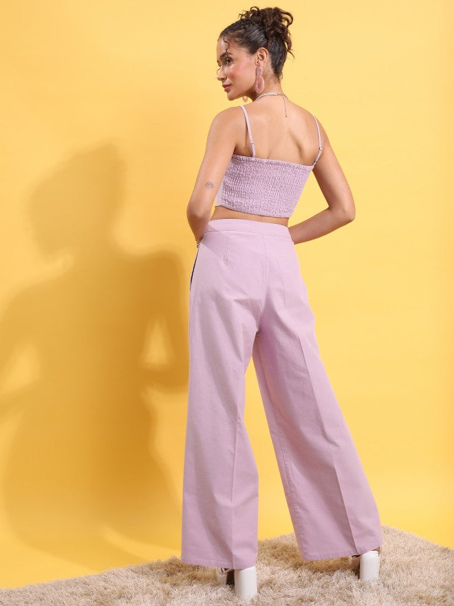 Tokyo Talkies Women Lavender Top With Trouser - Lavender - Image 3