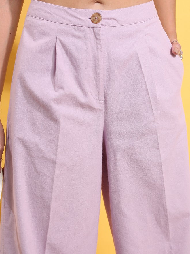 Tokyo Talkies Women Lavender Top With Trouser - Lavender - Image 6