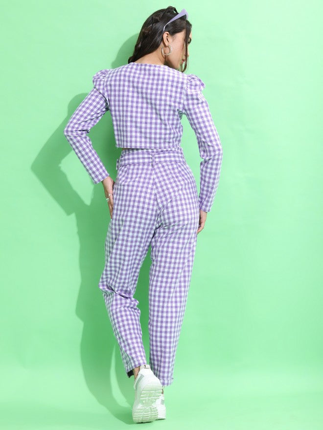 Tokyo Talkies Women Purple Top With Trouser - Purple - Image 3