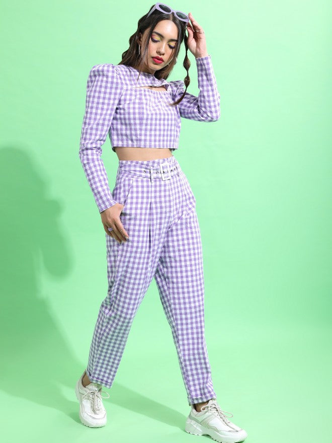 Tokyo Talkies Women Purple Top With Trouser - Purple - Image 6