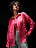 Tokyo Talkies Women Pink Striped Regular Top - Pink - Image 1