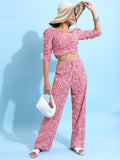Tokyo Talkies Women Red/Off White/Multi Top With Trouser Co-Ords - Multi - Image 1