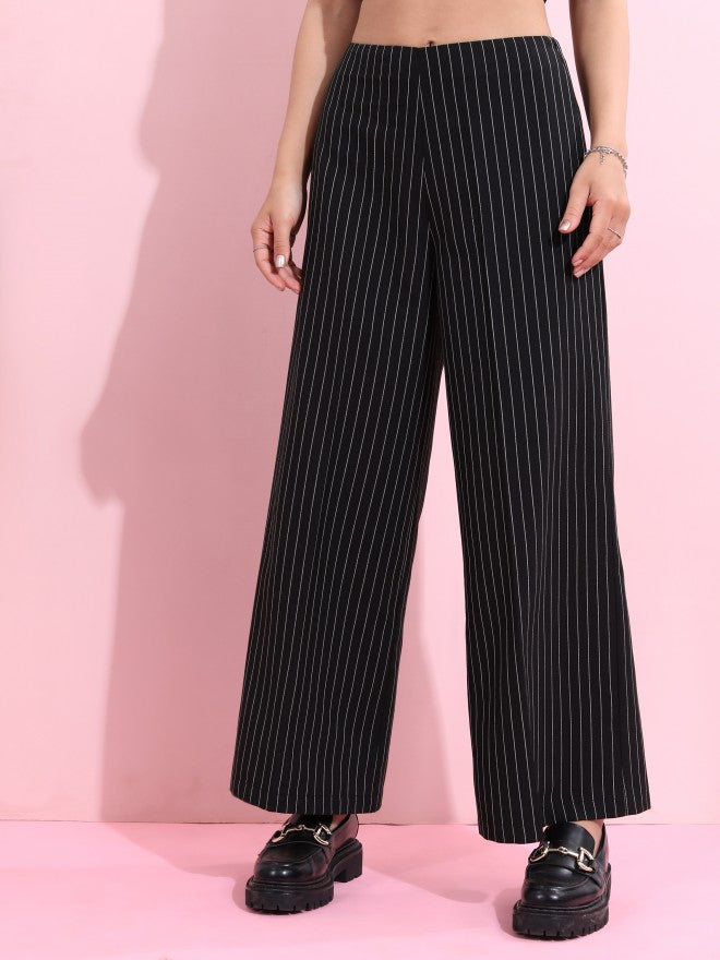Tokyo Talkies Women Black Crop Top With Flared Trouser Co-Ords - Black - Image 8