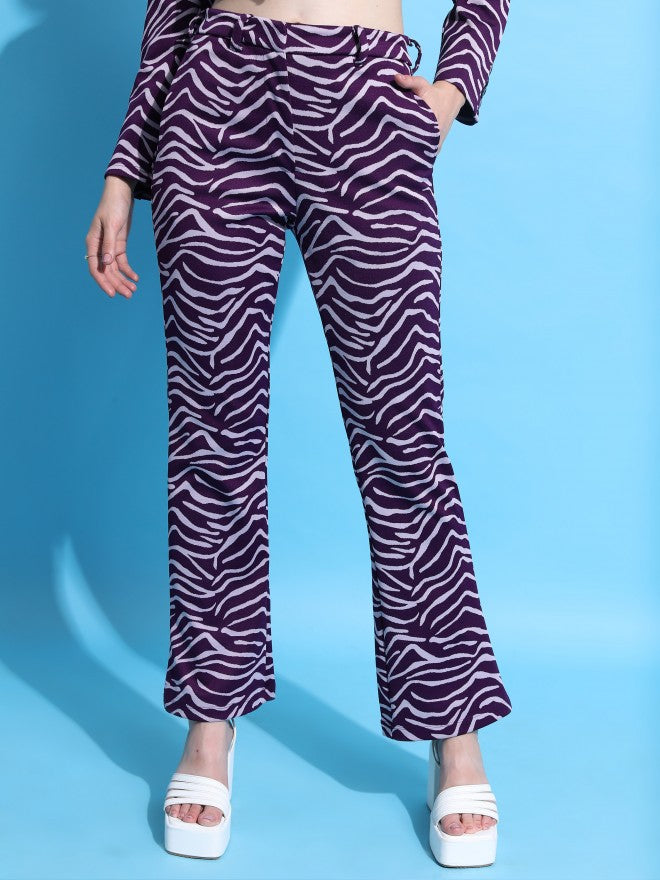 Tokyo Talkies Women Purple/Lavender Blazer With Trouser Co-Ords - Purple - Image 7