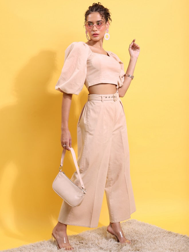 Tokyo Talkies Women Peach Top With Trouser - Peach - Image 1