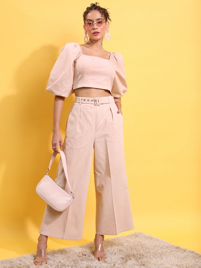 Tokyo Talkies Women Peach Top With Trouser - Peach - Image 2