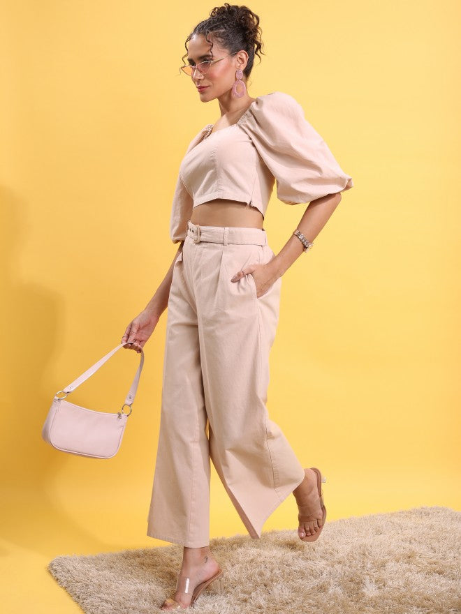 Tokyo Talkies Women Peach Top With Trouser - Peach - Image 4