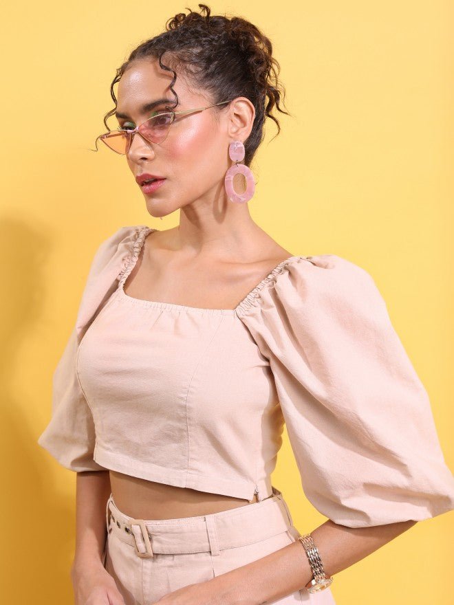 Tokyo Talkies Women Peach Top With Trouser - Peach - Image 5