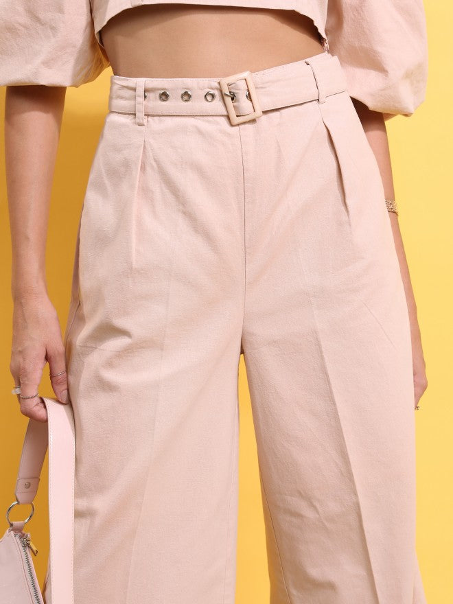Tokyo Talkies Women Peach Top With Trouser - Peach - Image 6