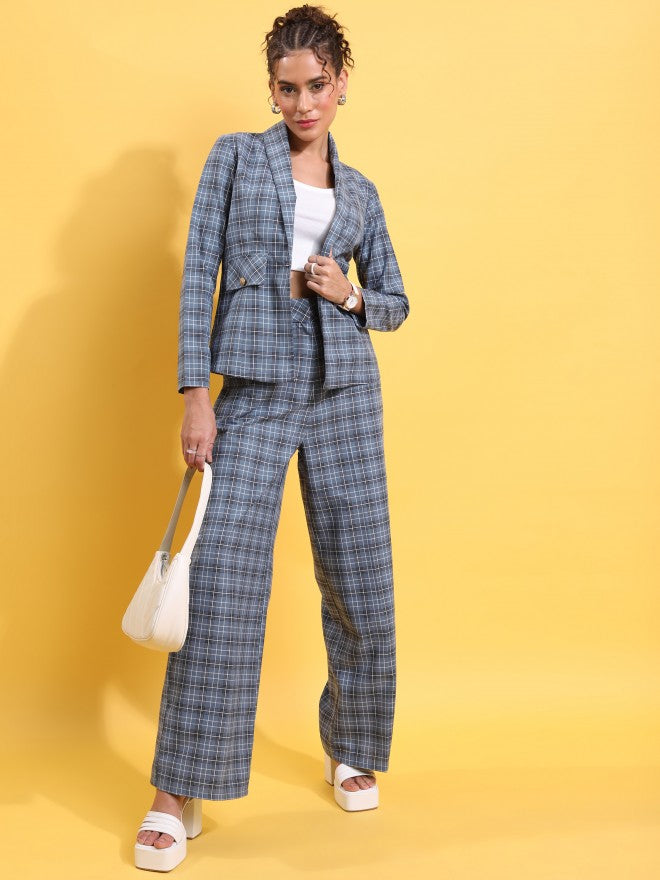 Tokyo Talkies Women Grey Blazer With Trouser - Grey - Image 1
