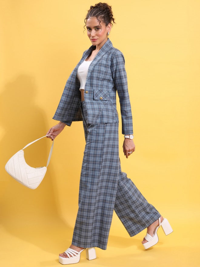Tokyo Talkies Women Grey Blazer With Trouser - Grey - Image 2