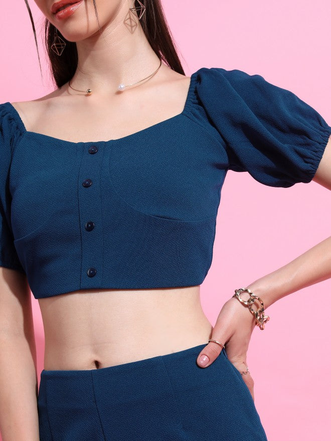 Tokyo Talkies Women Teal Top With Short - Teal - Image 5
