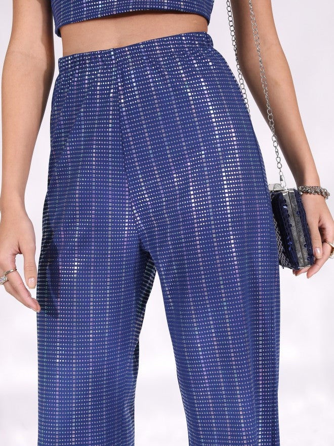 Tokyo Talkies Women Blue/Silver/Multi Top With Trousers Co-Ords - Blue - Image 6