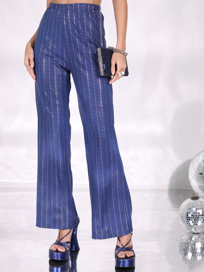 Tokyo Talkies Women Blue/Silver/Multi Top With Trousers Co-Ords - Blue - Image 7