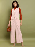 Tokyo Talkies Women Peach Blazer With Trouser - Peach - Image 1