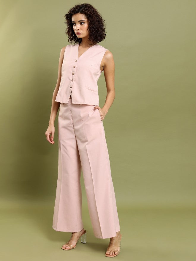 Tokyo Talkies Women Peach Blazer With Trouser - Peach - Image 2