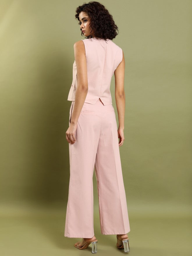 Tokyo Talkies Women Peach Blazer With Trouser - Peach - Image 3