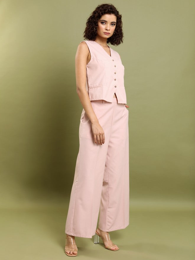 Tokyo Talkies Women Peach Blazer With Trouser - Peach - Image 4