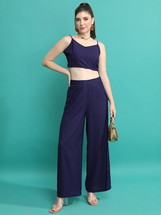 Tokyo Talkies Women Navy Blue Top With Trouser - Navy Blue - Image 1