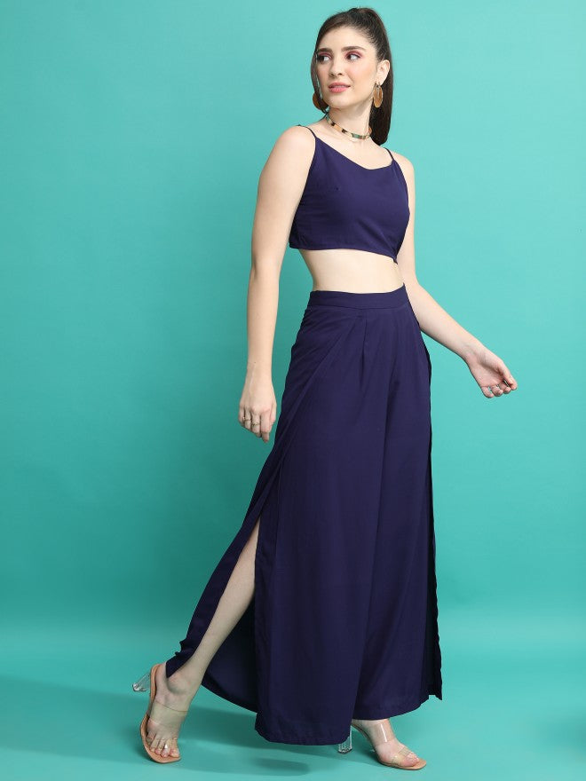 Tokyo Talkies Women Navy Blue Top With Trouser - Navy Blue - Image 4