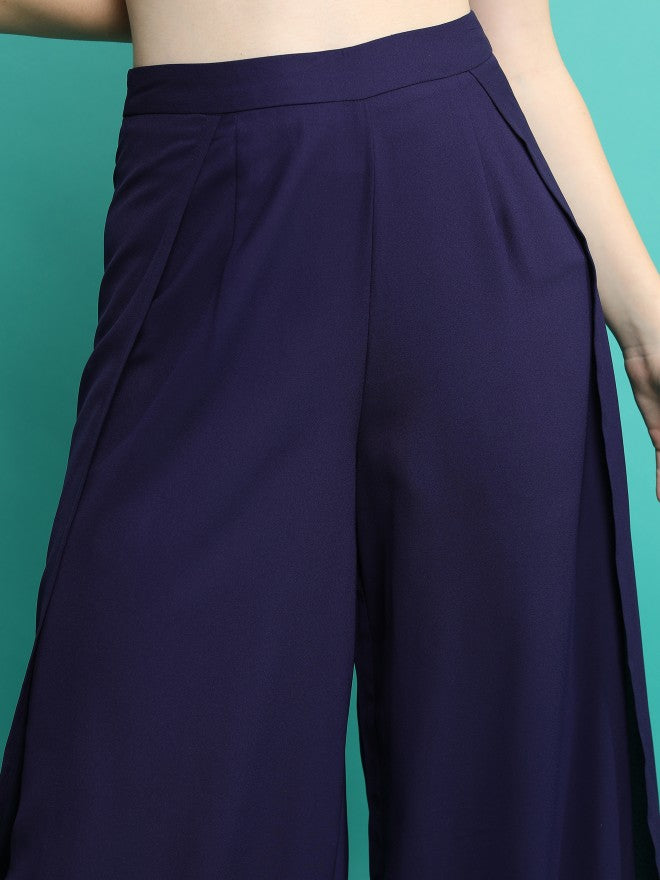 Tokyo Talkies Women Navy Blue Top With Trouser - Navy Blue - Image 6