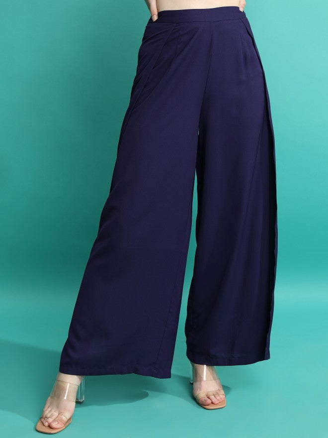 Tokyo Talkies Women Navy Blue Top With Trouser - Navy Blue - Image 7